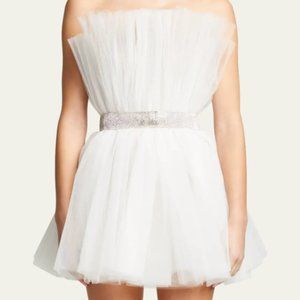 BRONX AND BANCO Anna Strapless Pleated Tulle Mini Dress New With Tags